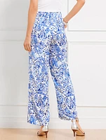 Satin Wide Leg Pants - Painted Paisley