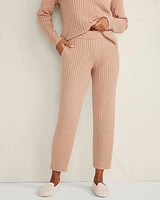 Cotton Cashmere Rib-Knit Cropped Pants