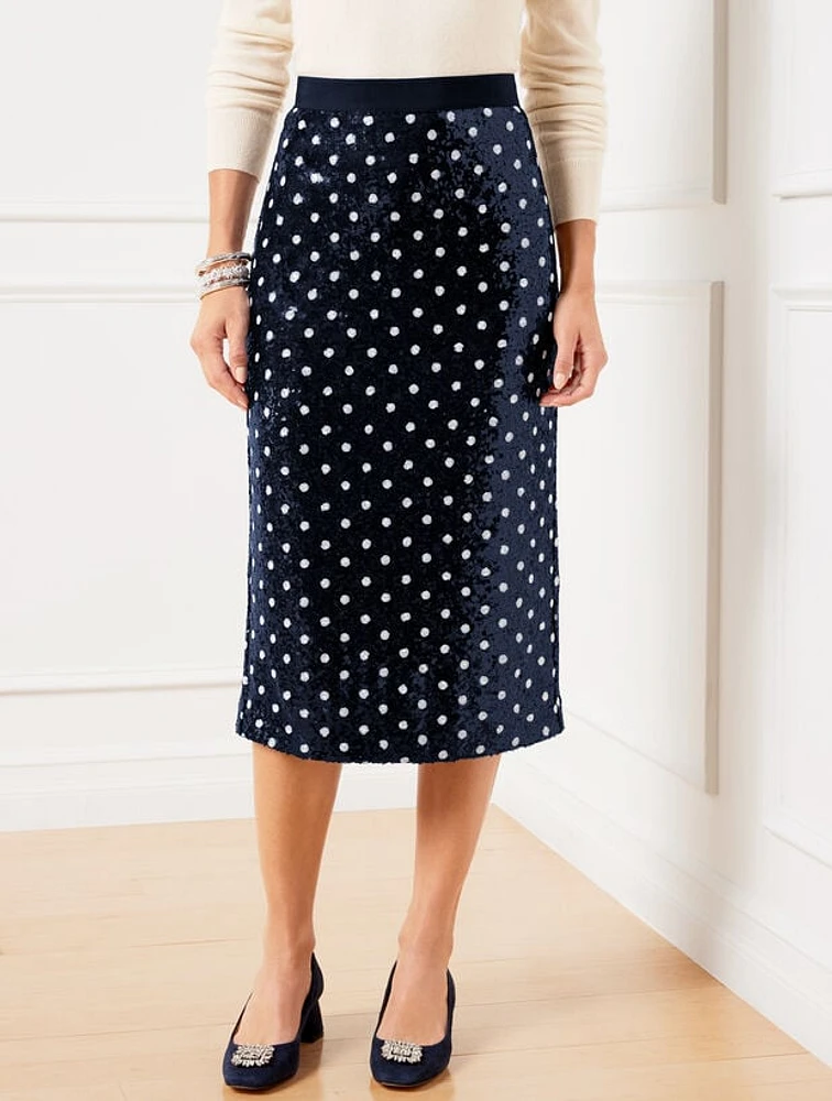 Martini Dot Sequin Pencil Skirt