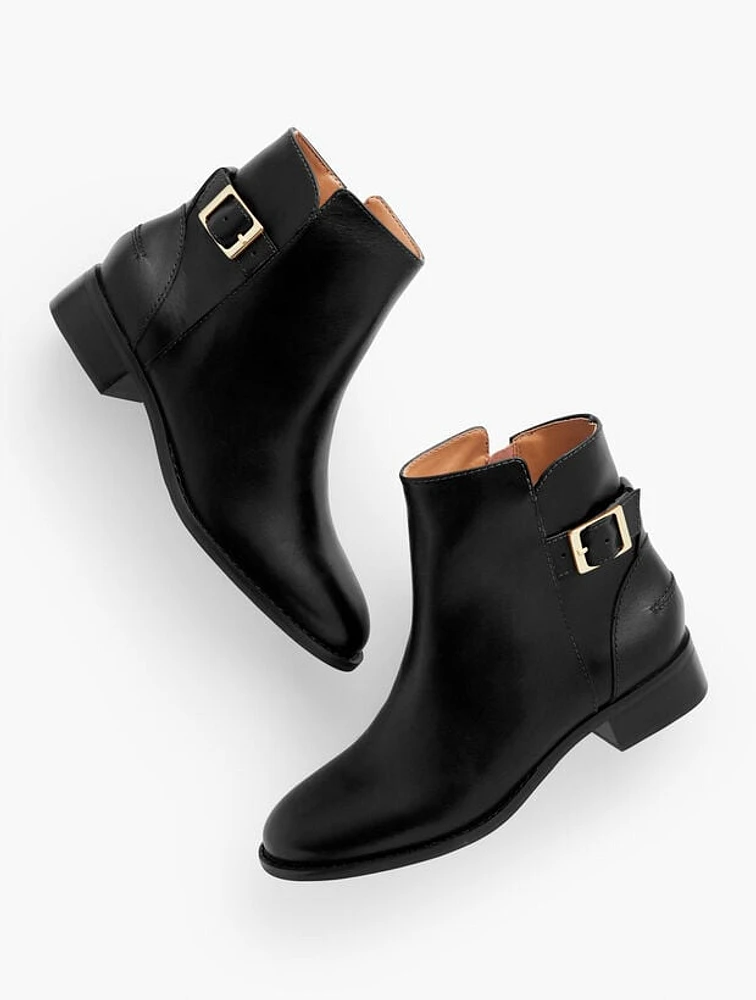 Tish Leather Buckle Ankle Boots