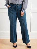 Pintuck Flare Leg Jeans