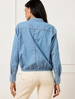 Tie Front Denim Top