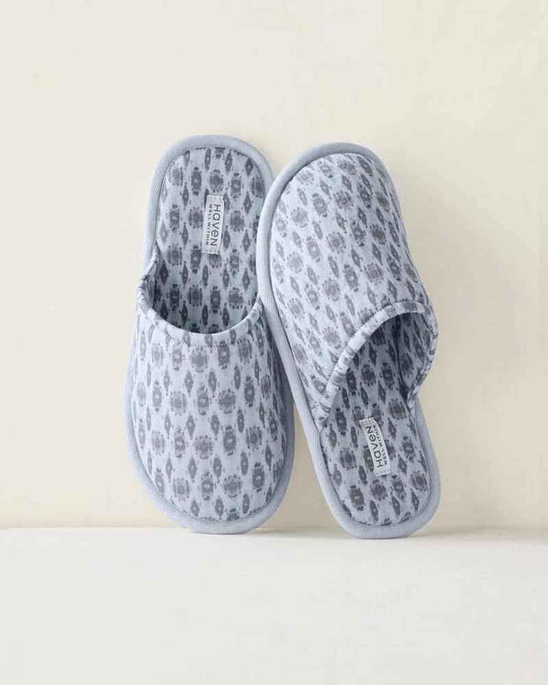 Organic Cotton Ikat Spa Slippers