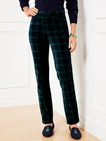 Straight Leg Velveteen Pants - Black Watch Tartan