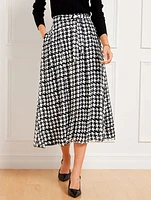 Metallic Tie Waist Fit & Flare Skirt - Houndstooth