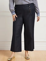 Knit Sailor Crop Pants - Faux Denim