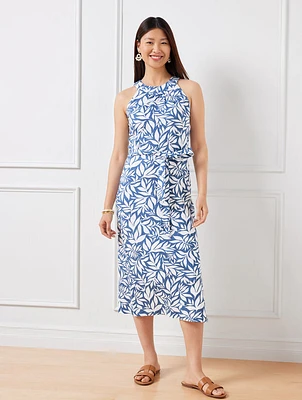 Nantucket Slub Halter Dress - Abstract Leaves