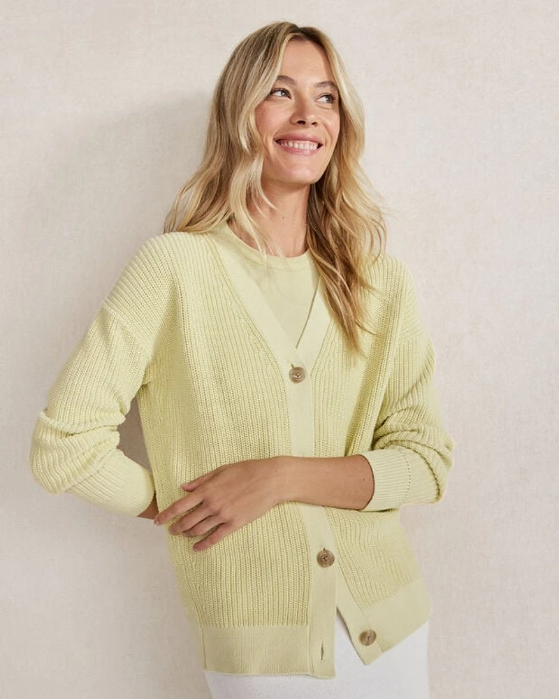 Organic Cotton Shaker Stitch Cardigan