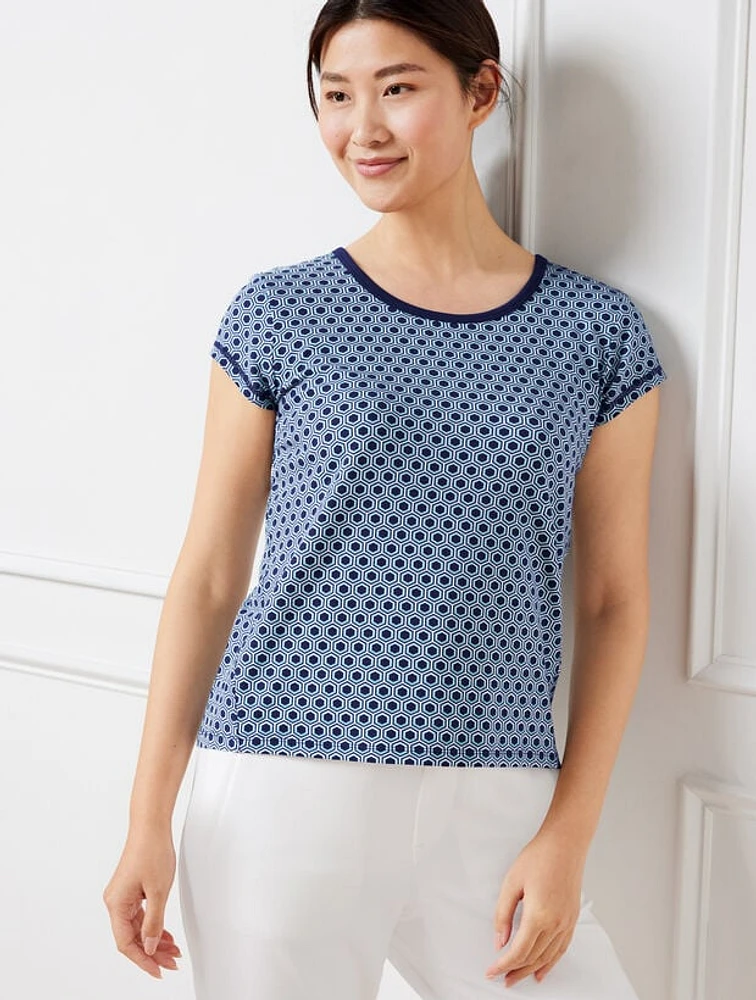 Supersoft Jersey Open Back Tee - Mini Hexagon