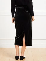 Stretch Velvet Midi Skirt