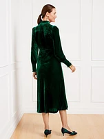 Effortless Velvet Smocked Midi Dress