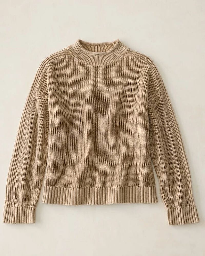 Garment-Dyed Organic Cotton Rollneck Sweater