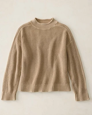 Garment-Dyed Organic Cotton Rollneck Sweater