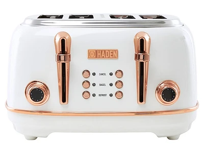 Haden Heritage 75090 4-Slice Wide Slot Toaster - Ivory and Copper