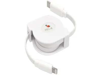 Helix Retractable USB-C to Lightning Cable 3ft - White