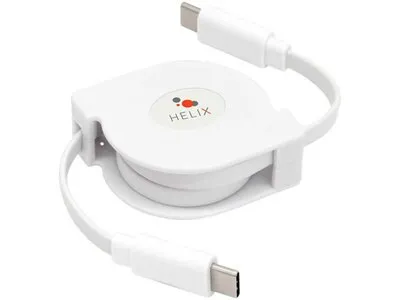 Helix Retractable USB-C to USB-C Cable 3ft - White
