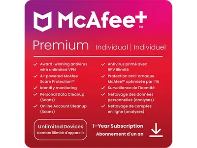 McAfee+ Premium Individual for Windows, Mac, Android & iOS - 12-Month Subscription (Digital Download)