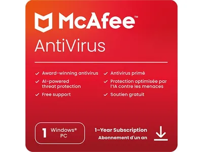 McAfee AntiVirus 1 PC -Abonnement de 12 mois (Code Electronique)