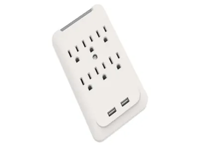 iQ 6-Outlet Wall Mount Surge Protector with 2 USB Charging Ports