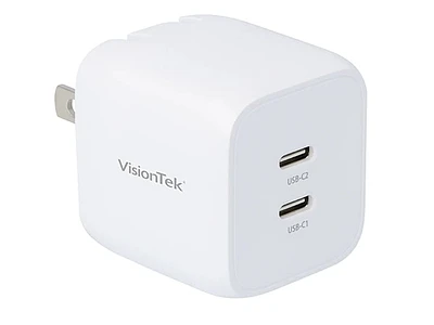 VisionTek 45W Dual USB-C Wall Charger - White