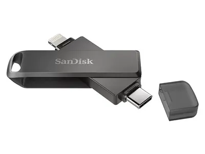 SanDisk iXpand® 64GB Lightning USB-C Flash Drive Luxe for iOS - Black