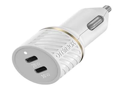 OtterBox 50W Premium Fast Charge Dual USB-C PD Car Charger - White