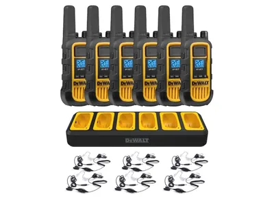Dewalt Heavy Duty 6 x DXFRS800 Radios with 6 x Port Charger and 6 Surveillance Headphones