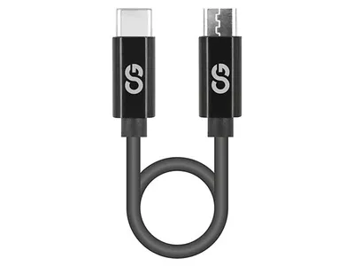 LOGiiX Sync & Charger Shortie Cable USB-C vers Micro-USB 30cm - Noir