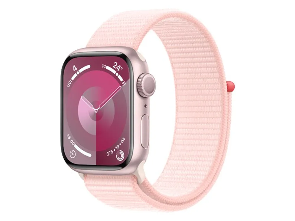 Apple® Watch Série 9 mm Boîtier en aluminium Rose avec boucle sport Rose Pâle (GPS
