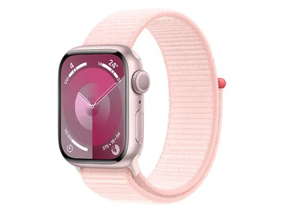 Apple® Watch Série 9 mm Boîtier en aluminium Rose avec boucle sport Rose Pâle (GPS