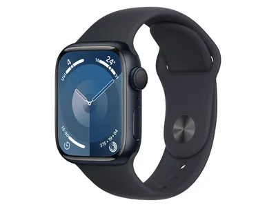 Apple® Watch Série 9 45 mm Boîtier en aluminium Minuit avec bracelet sport Minuit (GPS) - S/M