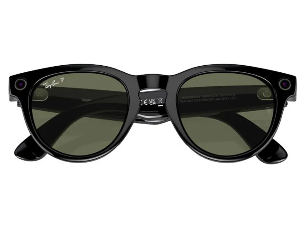 Ray-Ban - Meta Headliner (Standard) Smart Glasses - Shiny Black, Polarized G15 Green
