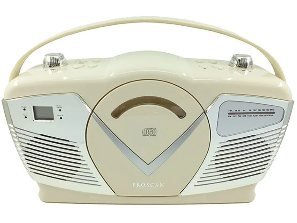 Retro Boombox Portable Proscan CD/Radio - Crème