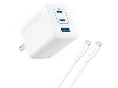 Anker GaN 67W 3-Port Wall Charger with USB-C Cable - White