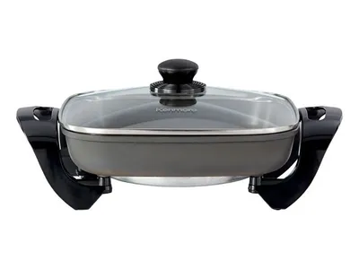 Kenmore® Non-Stick Electric Skillet with Glass Lid 12x12" - Black and Grey
