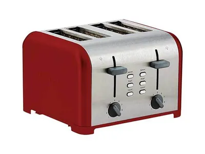 Kenmore® 4-Slice Stainless Steel Toaster, Dual Controls, Wide Slot - Red