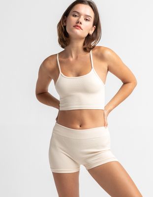 RSQ Seamless Off White Shorty Shorts
