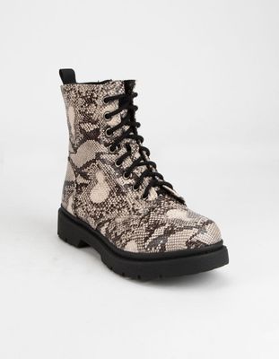 SODA Grunge Lace Up Snake Combat Boots