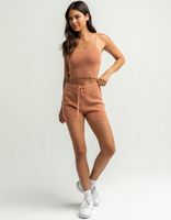 SKY AND SPARROW Waffle Drawstring Shorts