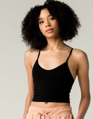 FULL TILT Seamless V Neck Black Cami Bralette