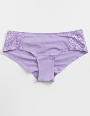 FULL TILT Lace Inset Ruched Back Lilac Boyshorts