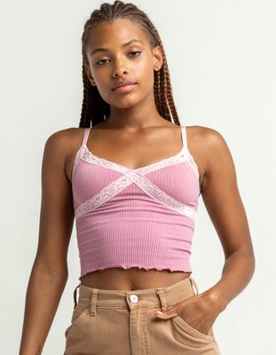 BDG URBAN OUTFITTERS Contrast Lace Light Pink Cami