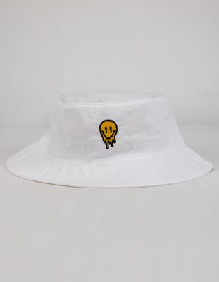 Smiley Drip White Bucket Hat