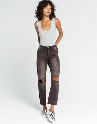 RSQ Exposed Button High Rise Straight Leg Jeans