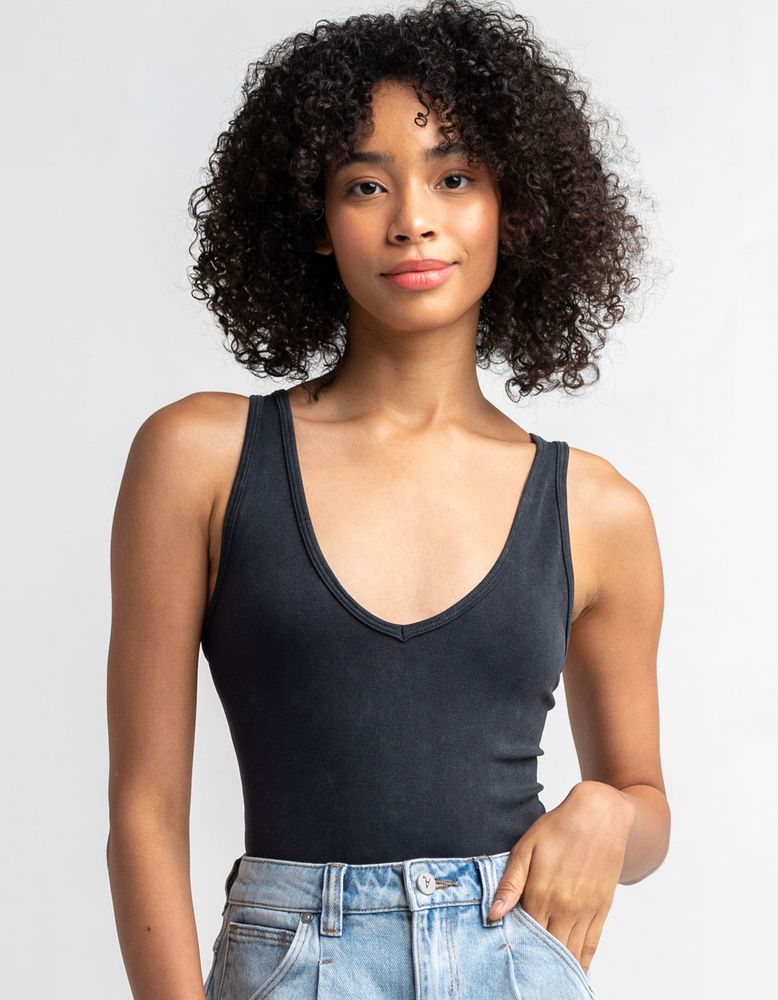 FREE PEOPLE Washed Seamless Graphite Bodysuit