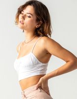 SKY AND SPARROW Emma Solid Ruched Crop Cami