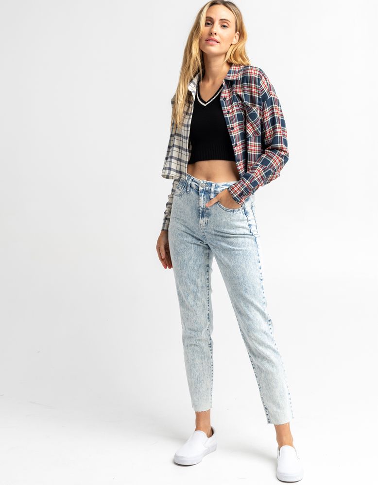 Plus Acid Wash High Waist Mom Jean