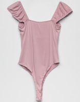 SKY AND SPARROW Ruched Lavender Bodysuit