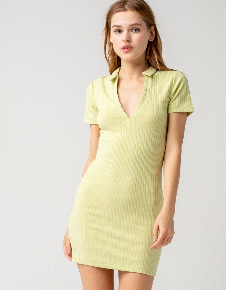 WEST OF MELROSE Keep It Short & Sweet Collared Rib Apple Dress