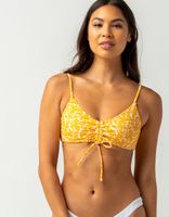 FULL TILT Floral Cinch Tie Yellow Combo Bralette Bikini Top